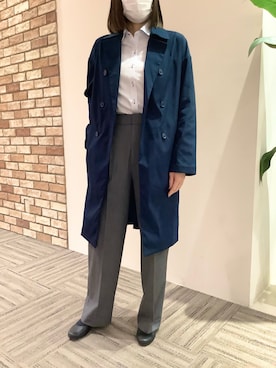 「ビジネススタイル」｜「アイテム（トレンチコート）」を使った、BRICK HOUSE シャツ工房 京都イオンモール店さん（レディース・160cm）の冬コーディネート