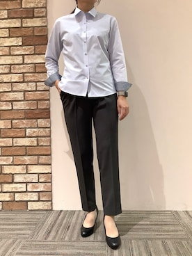 「アイテム（ビジネスシャツ）」を使った、BRICK HOUSE シャツ工房 京都イオンモール店さん（レディース・167cm）の秋コーディネート