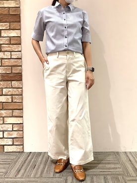 「アイテム（ビジネスシャツ）」を使った、BRICK HOUSE シャツ工房 京都イオンモール店さん（レディース・167cm）の夏コーディネート