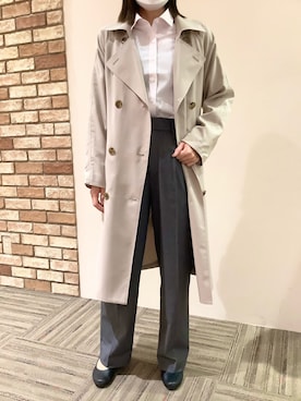 「ビジネススタイル」｜「アイテム（トレンチコート）」を使った、BRICK HOUSE シャツ工房 京都イオンモール店さん（レディース・160cm）の春コーディネート