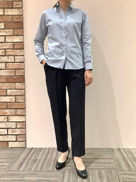 「アイテム（ビジネスシャツ）」を使った、BRICK HOUSE シャツ工房 京都イオンモール店さん（レディース・167cm）の秋コーディネート