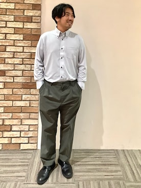 「アイテム（ビジネスシャツ）」を使った、BRICK HOUSE シャツ工房 京都イオンモール店さん（メンズ・176cm）の夏コーディネート