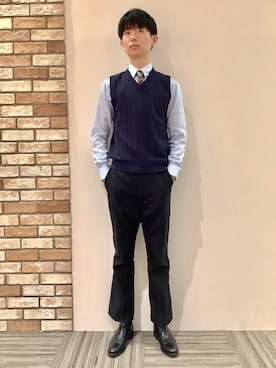 「アイテム（ビジネスシャツ）」を使った、BRICK HOUSE シャツ工房 京都イオンモール店さん（メンズ・185cm）の秋コーディネート