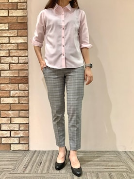 「アイテム（ビジネスシャツ）」を使った、BRICK HOUSE シャツ工房 京都イオンモール店さん（レディース・167cm）の夏コーディネート