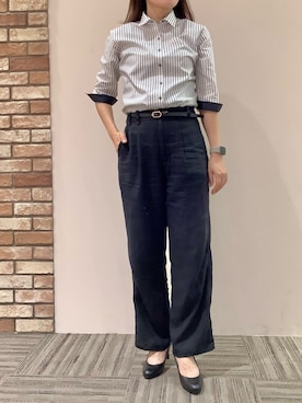 「アイテム（ビジネスシャツ）」を使った、BRICK HOUSE シャツ工房 京都イオンモール店さん（レディース・167cm）の秋コーディネート