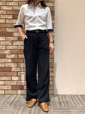 「アイテム（ビジネスシャツ）」を使った、BRICK HOUSE シャツ工房 京都イオンモール店さん（レディース・167cm）の夏コーディネート
