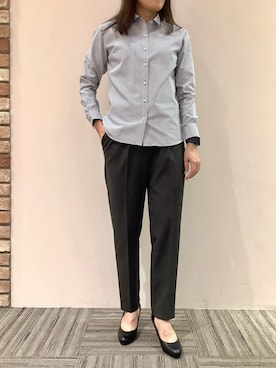 「アイテム（ビジネスシャツ）」を使った、BRICK HOUSE シャツ工房 京都イオンモール店さん（レディース・167cm）の秋コーディネート