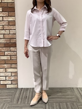 「TOKYO SHIRTS（トウキョウシャツ）の【Pitta Re:)】ふわっとガーゼシャツ レギュラーシルエット 七分袖 綿100% レディース カジュアルシャツ（シャツ/ブラウス、ピンク系）」を使った、BRICK HOUSE シャツ工房 京都イオンモール店さん（メンズ・169cm）の夏コーディネート