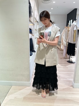 「Omekashi（オメカシ）のアイテム（ジャケット/アウター）」を使った、mireiさん（レディース・158cm）の春コーディネート