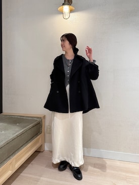 「秋服コーデ」｜「アイテム（ピーコート）」を使った、mireiさん（レディース・158cm）の秋コーディネート