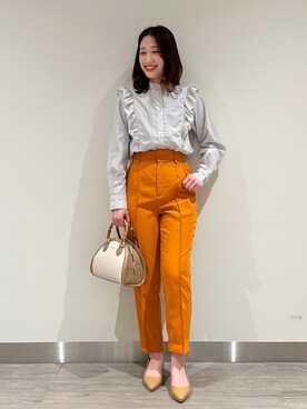 貴島明日香コラボ】ブロードピンタックフリルブラウスを使った