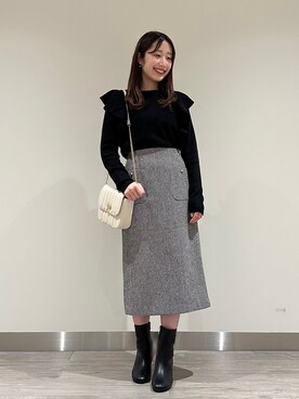 「Te chichi（テチチ）のアイテム（ノーカラーコート）」を使った、miuさん（レディース・161cm）の冬コーディネート
