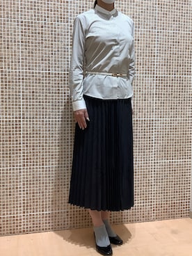 「アイテム（ビジネスシャツ、ベージュ系）」を使った、BRICK HOUSE シャツ工房 姫路大津イオンモール店さん（レディース・167cm）の秋コーディネート