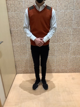 「アイテム（ビジネスシャツ）」を使った、BRICK HOUSE シャツ工房 姫路大津イオンモール店さん（メンズ・175cm）の冬コーディネート