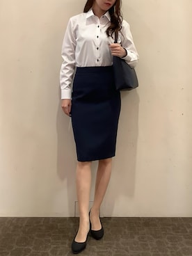 「アイテム（ビジネスシャツ）」を使った、BRICK HOUSE by Tokyo Shirts 宮原ステラタウン店さん（レディース・166cm）の秋コーディネート
