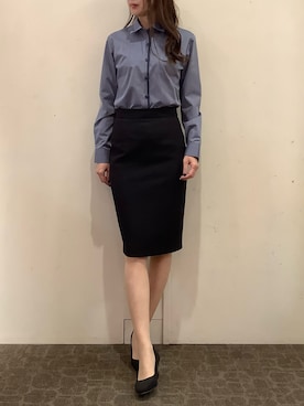 「アイテム（ビジネスシャツ）」を使った、BRICK HOUSE by Tokyo Shirts 宮原ステラタウン店さん（レディース・166cm）の秋コーディネート