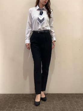 「アイテム（ビジネスシャツ）」を使った、BRICK HOUSE by Tokyo Shirts 宮原ステラタウン店さん（レディース・166cm）の秋コーディネート