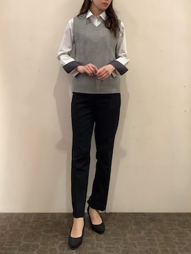 「アイテム（ビジネスシャツ）」を使った、BRICK HOUSE by Tokyo Shirts 宮原ステラタウン店さん（レディース・166cm）の秋コーディネート