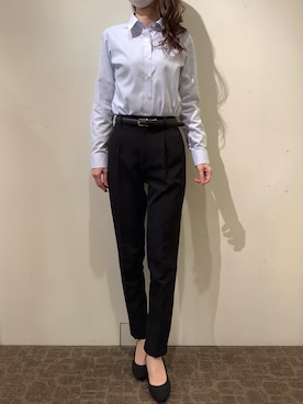 「TOKYO SHIRTS（トウキョウシャツ）の形態安定ノーアイロン レギュラー 長袖ビジネスワイシャツ（ビジネスシャツ）」を使った、BRICK HOUSE by Tokyo Shirts 宮原ステラタウン店さん（レディース・166cm）の冬コーディネート