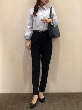 「アイテム（ビジネスシャツ）」を使った、BRICK HOUSE by Tokyo Shirts 宮原ステラタウン店さん（レディース・166cm）の秋コーディネート
