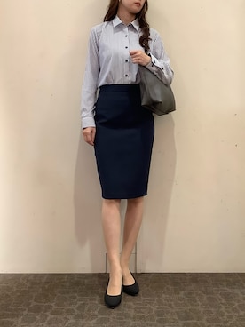 「アイテム（ビジネスシャツ）」を使った、BRICK HOUSE by Tokyo Shirts 宮原ステラタウン店さん（レディース・166cm）の秋コーディネート