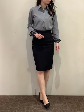 「アイテム（ビジネスシャツ）」を使った、BRICK HOUSE by Tokyo Shirts 宮原ステラタウン店さん（レディース・166cm）の冬コーディネート