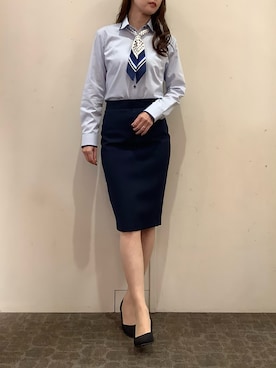 「アイテム（ビジネスシャツ）」を使った、BRICK HOUSE by Tokyo Shirts 宮原ステラタウン店さん（レディース・166cm）の秋コーディネート