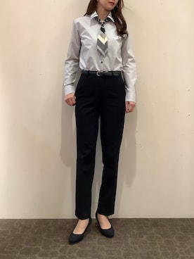 「アイテム（ビジネスシャツ）」を使った、BRICK HOUSE by Tokyo Shirts 宮原ステラタウン店さん（レディース・166cm）の秋コーディネート