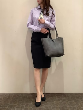 「アイテム（ビジネスシャツ）」を使った、BRICK HOUSE by Tokyo Shirts 宮原ステラタウン店さん（レディース・166cm）の冬コーディネート