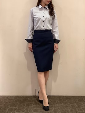 「アイテム（ビジネスシャツ）」を使った、BRICK HOUSE by Tokyo Shirts 宮原ステラタウン店さん（レディース・166cm）の秋コーディネート