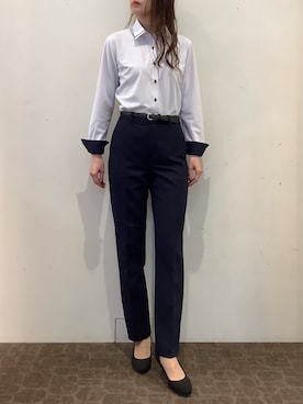 「アイテム（ビジネスシャツ）」を使った、BRICK HOUSE by Tokyo Shirts 宮原ステラタウン店さん（レディース・166cm）の秋コーディネート