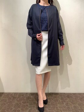 「オケージョン」｜「アイテム（ノーカラーコート）」を使った、BRICK HOUSE by Tokyo Shirts 宮原ステラタウン店さん（レディース・166cm）の冬コーディネート