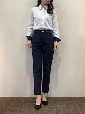 「TOKYO SHIRTS（トウキョウシャツ）のアイテム（ビジネスシャツ）」を使った、BRICK HOUSE by Tokyo Shirts 宮原ステラタウン店さん（レディース・166cm）の春コーディネート