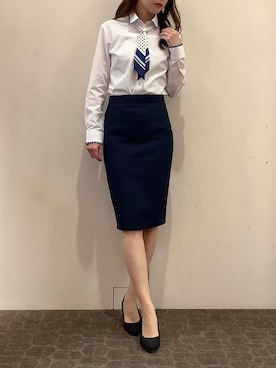 「アイテム（ビジネスシャツ）」を使った、BRICK HOUSE by Tokyo Shirts 宮原ステラタウン店さん（レディース・166cm）の冬コーディネート