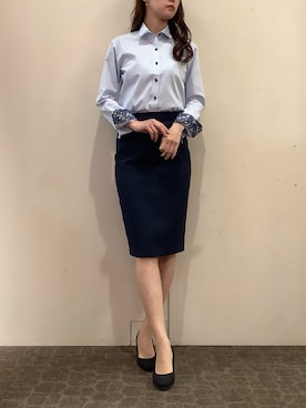 「アイテム（ビジネスシャツ）」を使った、BRICK HOUSE by Tokyo Shirts 宮原ステラタウン店さん（レディース・166cm）の秋コーディネート