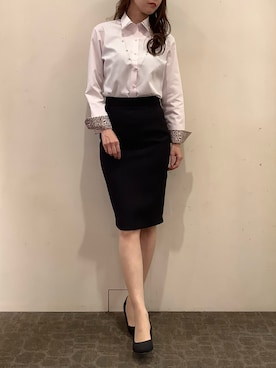 「アイテム（ビジネスシャツ）」を使った、BRICK HOUSE by Tokyo Shirts 宮原ステラタウン店さん（レディース・166cm）の秋コーディネート