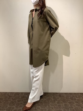 「カーキ」｜「アイテム（シャツワンピース）」を使った、BRICK HOUSE by Tokyo Shirts 宮原ステラタウン店さん（レディース・166cm）の夏コーディネート