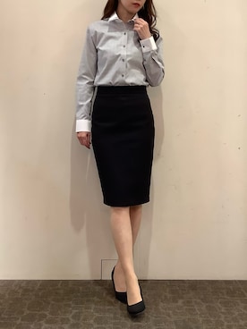 「アイテム（ビジネスシャツ）」を使った、BRICK HOUSE by Tokyo Shirts 宮原ステラタウン店さん（レディース・166cm）の秋コーディネート