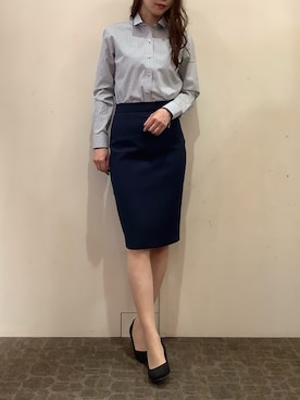 「アイテム（ビジネスシャツ）」を使った、BRICK HOUSE by Tokyo Shirts 宮原ステラタウン店さん（レディース・166cm）の秋コーディネート