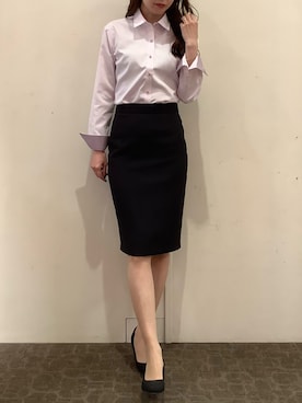 「アイテム（ビジネスシャツ）」を使った、BRICK HOUSE by Tokyo Shirts 宮原ステラタウン店さん（レディース・166cm）の秋コーディネート