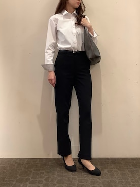 「アイテム（ビジネスシャツ）」を使った、BRICK HOUSE by Tokyo Shirts 宮原ステラタウン店さん（レディース・166cm）の秋コーディネート