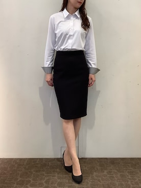 「アイテム（ビジネスシャツ）」を使った、BRICK HOUSE by Tokyo Shirts 宮原ステラタウン店さん（レディース・166cm）の秋コーディネート