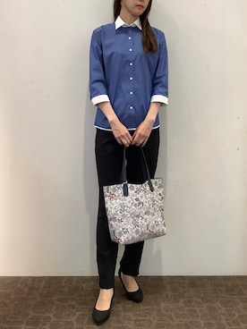 「アイテム（ビジネスシャツ）」を使った、BRICK HOUSE by Tokyo Shirts 宮原ステラタウン店さん（レディース・166cm）の夏コーディネート