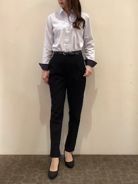 「アイテム（ビジネスシャツ）」を使った、BRICK HOUSE by Tokyo Shirts 宮原ステラタウン店さん（レディース・166cm）の秋コーディネート