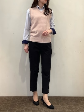 「TOKYO SHIRTS（トウキョウシャツ）のアイテム（ベスト）」を使った、BRICK HOUSE by Tokyo Shirts 宮原ステラタウン店さん（レディース・166cm）の春コーディネート