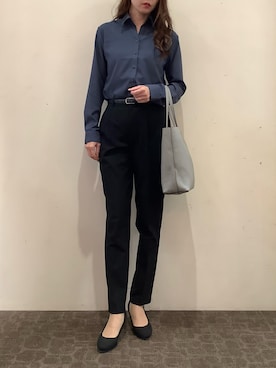 「アイテム（ビジネスシャツ）」を使った、BRICK HOUSE by Tokyo Shirts 宮原ステラタウン店さん（レディース・166cm）の秋コーディネート