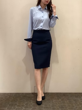 「アイテム（ビジネスシャツ）」を使った、BRICK HOUSE by Tokyo Shirts 宮原ステラタウン店さん（レディース・166cm）の秋コーディネート