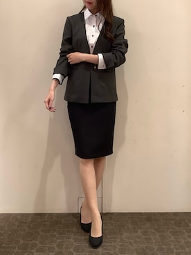 「アイテム（ビジネスシャツ）」を使った、BRICK HOUSE by Tokyo Shirts 宮原ステラタウン店さん（レディース・166cm）の秋コーディネート