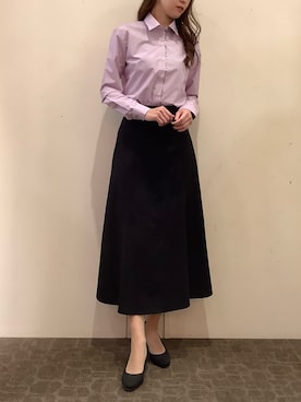 「アイテム（ビジネスシャツ、パープル系）」を使った、BRICK HOUSE by Tokyo Shirts 宮原ステラタウン店さん（レディース・166cm）の秋コーディネート