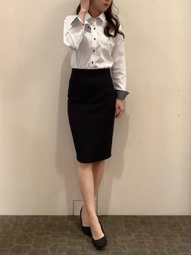 「アイテム（ビジネスシャツ）」を使った、BRICK HOUSE by Tokyo Shirts 宮原ステラタウン店さん（レディース・166cm）の秋コーディネート